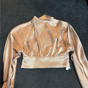 Zara Satin Crop Top in Gold